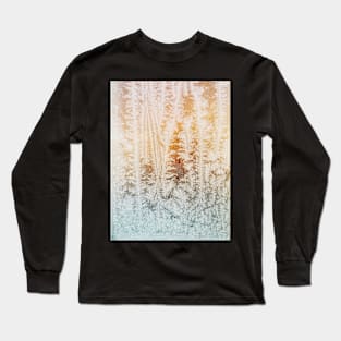 Wintertime - Close Up of Beautiful Ice Crystals in Old Window Long Sleeve T-Shirt